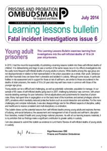 July[removed]Learning lessons bulletin Fatal incident investigations issue 6  Young adult