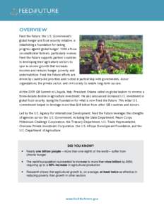 OVERVIEW Feed the Future, the U.S. Government’s global hunger and food security initiative, is establishing a foundation for lasting progress against global hunger. With a focus on smallholder farmers, particularly wom