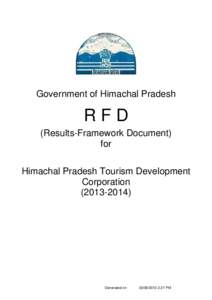 Government of Himachal Pradesh  RFD (Results-Framework Document) for Himachal Pradesh Tourism Development