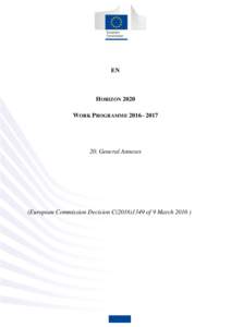 EN  HORIZON 2020 WORK PROGRAMME 2016– General Annexes