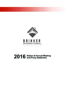 BRINKER  INTERNATIONAL® Making People Feel Special  2016