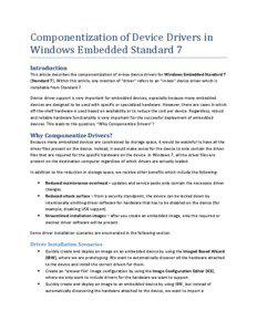 Componentization of Device Drivers in Windows Embedded Standard 7 Introduction