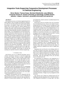 Integrated Design and Process Technology, IDPT-2002 Printed in the United States of America, June, 2002 c 2002 Society for Design and Process Science ­