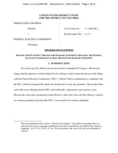 Case 1:11-cv[removed]RC Document 24 Filed[removed]Page 1 of 15  UNITED STATES DISTRICT COURT FOR THE DISTRICT OF COLUMBIA HERRON FOR CONGRESS, Plaintiff,