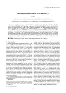 Earth Planets Space, 65, 1095–1100, 2013  Dust attenuation in galaxies up to redshift  2 V. Buat Aix-Marseille Universit´e, CNRS, LAM (Laboratoire d’Astrophysique de Marseille) UMR7326, 13388, France (Received Octo