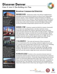 Discover Denver  Know It. Love It. One Building at a Time. Streetcar Commercial Districts EMBEDDED
