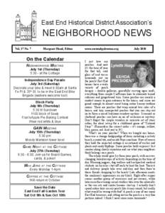 East End Historical District Association’s  NEIGHBORHOOD NEWS Vol. 37 No. 7