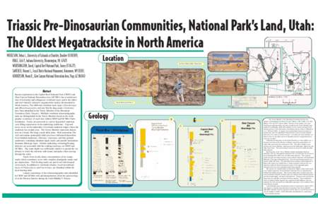 Triassic Pre-Dinosaurian Communities, National Park’s Land, Utah: The Oldest Megatracksite in North America MICKELSON, Debra L., University of Colorado at Boulder, Boulder CO 80309,