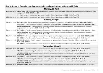 EGU General AssemblyIG – Isotopes in Geosciences: Instrumentation and Applications – Orals and PICOs Monday, 08 April MO1, 08:30–10:00 GMPV21/IG12, Fluid-mineral interaction mechanisms and their effect on th