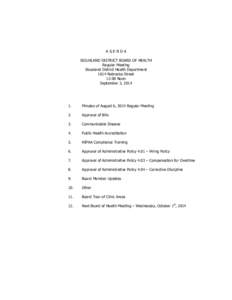 AGENDA SIOUXLAND DISTRICT BOARD OF HEALTH Regular Meeting Siouxland District Health Department 1014 Nebraska Street 12:00 Noon