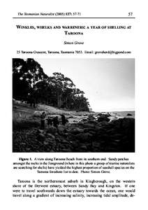 The Tasmanian Naturalist: WINKLES, WHELKS AND WARRENERS: A YEAR OF SHELLING AT TAROONA