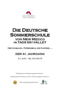 Die Deutsche Sommerschule von New Mexico in TAOS SKI VALLEY Deutschland, Österreich, die Schweiz, ...