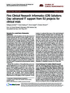 Kuchinke et al. Journal of Clinical Bioinformatics 2015, 5(Suppl 1):A1 http://www.jclinbioinformatics.com/content/5/S1/A1 JOURNAL OF CLINICAL BIOINFORMATICS