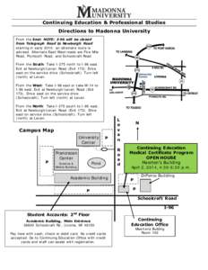 Directions to Madonna University