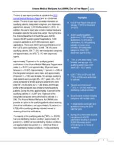 Arizona Medical Marijuana Act (AMMA) End of Year Report