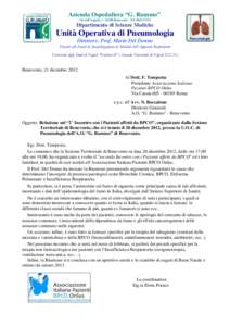 Azienda Ospedaliera “G. Rummo” Via dell’Angelo, [removed]Benevento - Tel[removed]Dipartimento di Scienze Mediche  Unità Operativa di Pneumologia