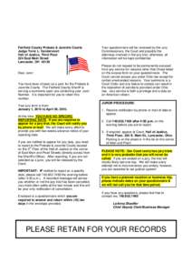 Fairfield County Probate & Juvenile Courts Judge Terre L. Vandervoort Hall of Justice, Third Floor 224 East Main Street Lancaster, OH 43130