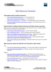 AUSTRALIA  Web Resources Factsheet Information about Creative Commons •