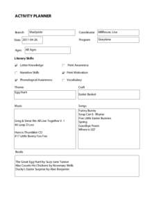 ACTIVITY PLANNER  Print Form Shadyside