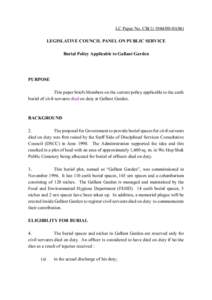 LC Paper No. CB[removed]) LEGISLATIVE COUNCIL PANEL ON PUBLIC SERVICE Burial Policy Applicable to Gallant Garden PURPOSE This paper briefs Members on the current policy applicable to the earth