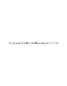 Colorado 2006 Revised Disallowance Letter