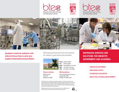 Academic creativity combines with industrial know-how to solve your toughest biomanufacturing problems Offering bioprocess services and solutions for industry, government and academia