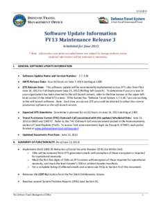 [removed]DEFENSE TRAVEL MANAGEMENT OFFICE  Software Update Information