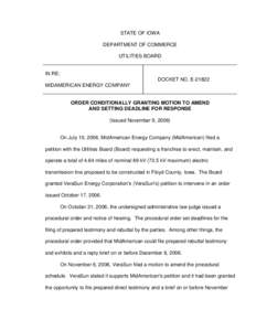 Order Conditionally Granting Motion to Amend and Setting Deadline for Response