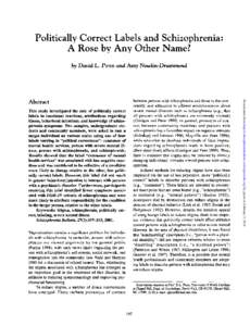 Politically Correct Labels and Schizophrenia: A Rose by Any Other Name? by David L. Penn and Amy