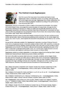 Translation of the article on Ursula Bagdasarjanz on © www.codexflores.ch of[removed]The Violinist Ursula Bagdasarjanz