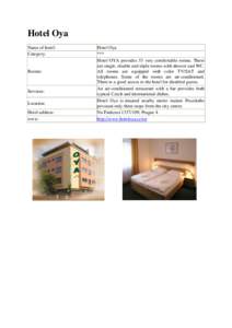 Hotel Oya Name of hotel: Category: Rooms: