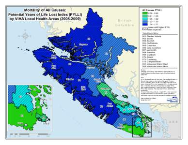 Mortality of All Causes: Potential Years of Life Lost Index (PYLLI) by VIHA Local Health Areas[removed]All Causes PYLLI: