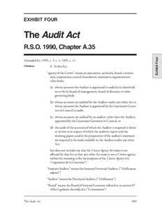 EXHIBIT FOUR  The Audit Act Amended by: 1999, c. 5, s. 1; 1999, c. 11. Definitions