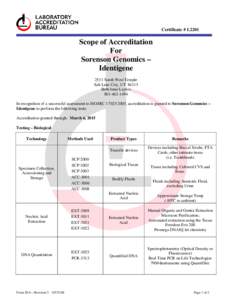 Proposed Scope of Accreditation