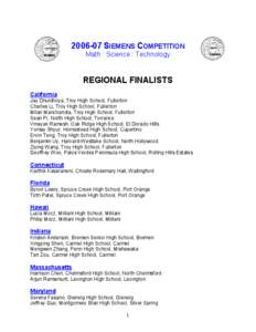 2006­07 SIEMENS COMPETITION  Math : Science : Technology