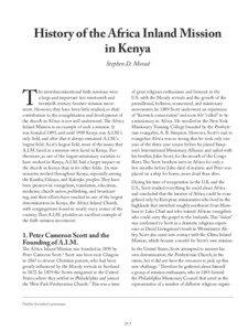 History of the Africa Inland Mission in Kenya Stephen D. Morad