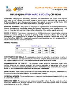 HI HIGHWAY GHWAY PROJECT PROJECT IINFORMATION NFORMATION As of August 14,