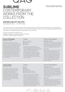 SUBLIME CONTEMPORARY WORKS FROM THE COLLECTION  TEACHER NOTES