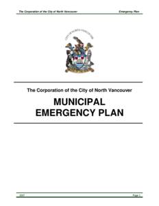 The Corporation of the City of North Vancouver  Emergency Plan The Corporation of the City of North Vancouver