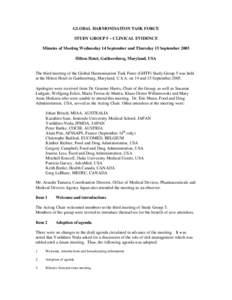 GHTF SG5 - Clinical Evidence - Meeting Minutes - September 2005