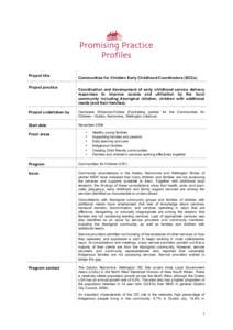 Promising Practice Profile - Communities for Children Early Childhood Coordinators (ECCs)