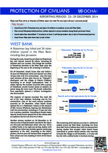 oPt  PROTECTION OF CIVILIANS REPORTING PERIOD: 23– 29 DECEMBER 2014 Please note:There will be no Protection of Civilians report next week.The next report will cover a two-week period.