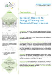 2006  Declaration for  FEDARENE - European Federation of