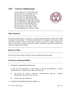 [removed]Contract Administration Approved February 27, 1995 (MO[removed]Revised October 13, 1995 (MO[removed]Revised July 26, 1996 (MO[removed])