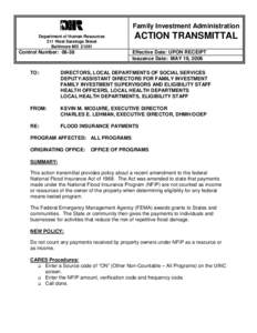 National Flood Insurance Program / United States Department of Homeland Security / Public safety / Financial economics / Types of insurance / National Flood Insurance Act / Institutional investors / Flood insurance / Insurance / Emergency management / Insurance in the United States / Insurance law