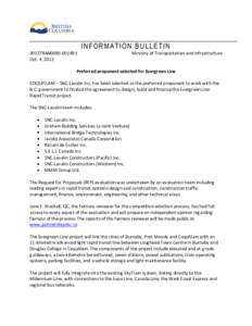 INFORMATION BULLETIN 2012TRAN0090[removed]Oct. 4, 2012 Ministry of Transportation and Infrastructure