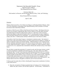 Foreign Investment and National Security Act / Committee on Foreign Investment in the United States / United States trade policy / Financial Services Forum