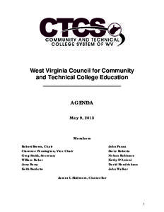 West Virginia Council for Community and Technical College Education __________________________ AGENDA May 9, 2013