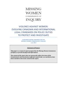 Evolving Canadian and International Legal Standards on Policing Obligations FINAL