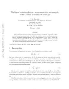 arXiv:hep-th/0303099v4 8 May[removed]Mathisson’ spinning electron : noncommutative mechanics &